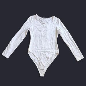 MANGOPOP White Long Sleeve Bodysuit Crew Neck S